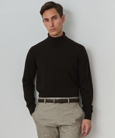 GOTAIRIKU 新色追加【洗える/チクチクしにくい/ピリングしにくい】イタリア糸 ハイゲージ タートルネックニット_WOOL100％ ダークブラウン(25年秋冬新色)