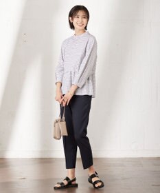 J.PRESS LADIES 【洗える】 セルロースチェック スタンドカラー ブラウス