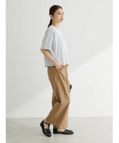 Green Parks 綿麻混タックストレートワイドパンツ