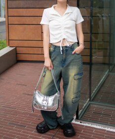 WEGO 刺繍スキッパードロストT