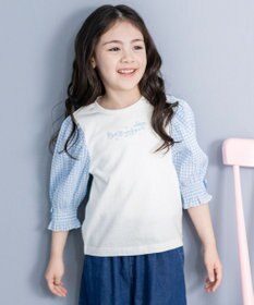 ANY KIDS 袖ギンガム 七分袖 Tシャツ