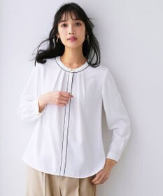 ANY SIS フロントタックバイカラー ブラウス オフ×ブラック