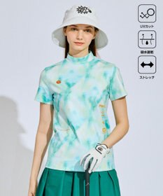 PW CIRCULUS 【吸水速乾  / UV遮蔽率99.5%  UVカット / ストレッチ】【WOMEN】タイダイ柄モックネックT ゴルフウェア レディース
