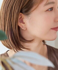 Phoebe 【金属アレルギー対応】シンプルフープスナップイヤリング　シャンパンゴールド