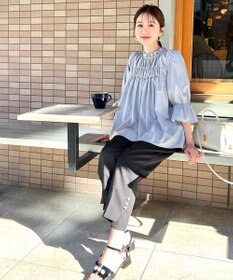 Feroux 【洗える】スタンドネックシャーリング ブラウス