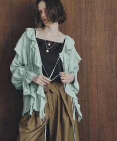 YECCA VECCA ラッフルリボンロングブラウス