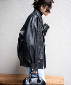 WEGO ヴィンテージライクFレザーBIGブルゾン