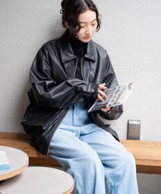 WEGO ヴィンテージライクFレザーBIGブルゾン