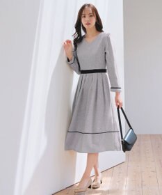 Tiaclasse 【洗える】配色パイピングフレアワンピース