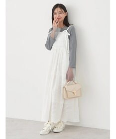 earth music&ecology 表面感肩リボンキャミワンピース