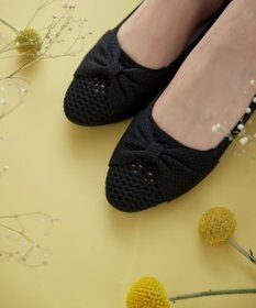 Tiaclasse 【小倉優子さん着用】リボンニットフラットパンプス