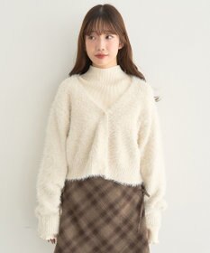 earth music&ecology ミックスカラーラメニットカーディガン