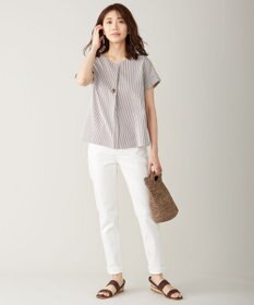 J.PRESS LADIES 【洗える】サテンストレッチ パンツ