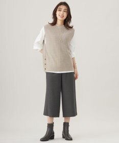 J.PRESS LADIES L シャツジャージー バンドカラー カットソー