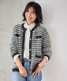 ANY 【洗濯機可】ツイードニットジャケット