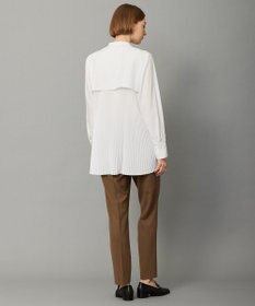 ICB 【洗える】 スパンローンプリーツ バンドカラーシャツ