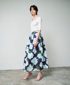 GRACE CONTINENTAL グログランボタニカルスカート