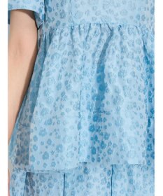 Green Parks パフスリーブジャガードペプラムブラウス