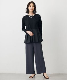 J.PRESS LADIES L 【洗える・吸水速乾・接触冷感・セットアップ対応】Light ジョーゼット ワイド パンツ