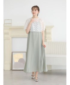 earth music&ecology ＳＥＴ２点　オーガンジー刺繍＋プリーツワンピース