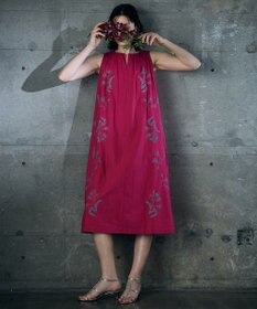 自由区 【カトリエムブーケ】Broderie a motifs floraux 刺繍サックワンピース