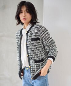 ANY 【洗濯機可】ツイードニットジャケット