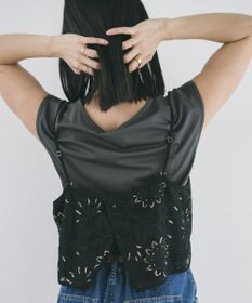 YECCA VECCA 【2点SET】刺繍メッシュキャミセットコットンTee