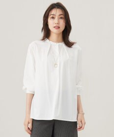 J.PRESS LADIES L シャツジャージー バンドカラー カットソー