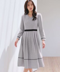 Tiaclasse 【洗える】配色パイピングフレアワンピース