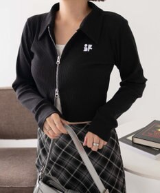 WEGO ワンポイントデザインWZIPトップス