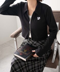 WEGO ワンポイントデザインWZIPトップス