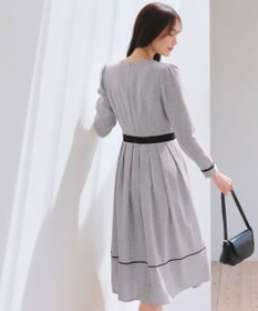 Tiaclasse 【洗える】配色パイピングフレアワンピース