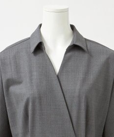 23区 L 【エステータ】ウールトロドライストレッチ カシュクールシャツ ワンピース