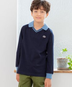 J.PRESS KIDS 【140-170cm】40/2天竺襟付き Vネック ポロシャツ