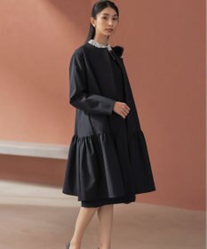 組曲 S 【KUMIKYOKU NAVY】ダブルクロスストレッチ ノーカラーコート