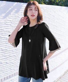 Tiaclasse 【新色追加】シフォンフレア袖チュニックブラウス