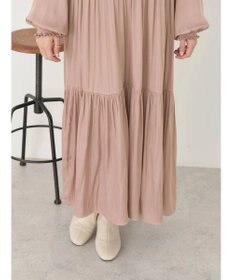 earth music&ecology サテンティアードワンピース