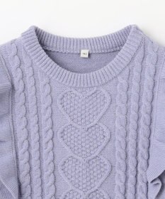 ANY KIDS 肩フリルハートケーブルニット