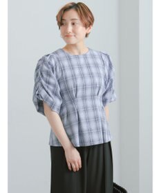 Te chichi サッカーチェックバルーンスリーブブラウス(セットアップ可)