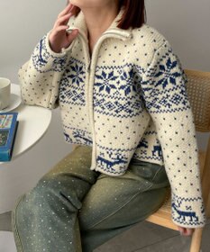 WEGO 雪柄ZIPニット