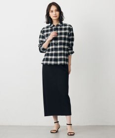 J.PRESS LADIES コットン起毛タータンチェック ショート丈 シャツ ブラウス