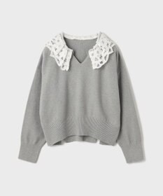 GRACE CONTINENTAL レースカラーニットトップ