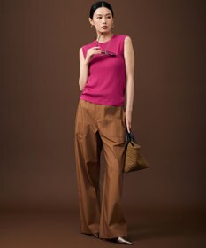 自由区 L 【アンサンブル対応】ハイツイストコットンアセテートリブノースリーブ プルオーバー