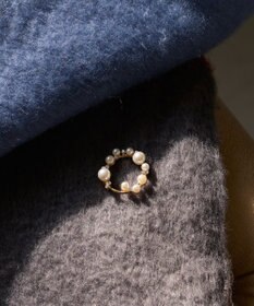 Phoebe フォーマルパールビジューサークルブローチ　ゴールド