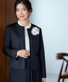 ANY SIS リップルボーダーストレッチ ジャケット ネイビー