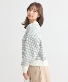 earth music&ecology マルチボーダーベロアモールプルオーバー