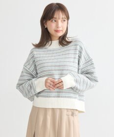 earth music&ecology マルチボーダーベロアモールプルオーバー