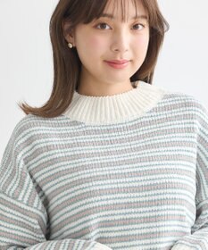 earth music&ecology マルチボーダーベロアモールプルオーバー