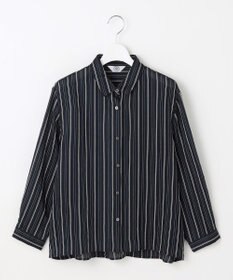 J.PRESS LADIES S 【洗える】ランダムストライプ シアー シャツカラー カットソー