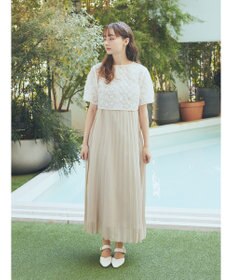 earth music&ecology ＳＥＴ２点　オーガンジー刺繍＋プリーツワンピース